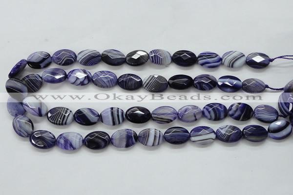 CAA357 15.5 inches 13*18mm faceted oval violet line agate beads