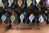 CAA3573 15.5 inches 5*8mm faceted rondelle AB-color black agate beads