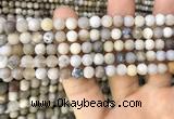 CAA3587 15.5 inches 6mm round matte ocean fossil agate beads