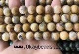 CAA3605 15.5 inches 12mm round yellow crazy lace agate beads