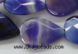 CAA361 15.5 inches 22*30mm faceted teardrop violet line agate beads