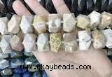 CAA3715 14*22mm - 15*25mm faceted nuggets chrysanthemum agate beads