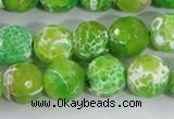 CAA372 15.5 inches 12mm faceted round fire crackle agate beads