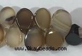 CAA3753 Top drilled 5*8mm flat teardrop line agate beads