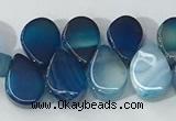 CAA3755 Top drilled 5*8mm flat teardrop line agate beads