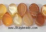 CAA3757 Top drilled 5*8mm flat teardrop line agate beads