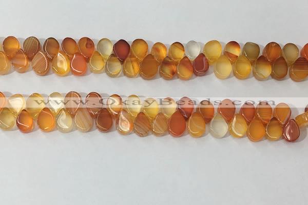 CAA3757 Top drilled 5*8mm flat teardrop line agate beads