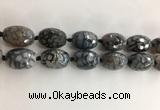 CAA3799 15*25mm - 18*28mm faceted rice dragon veins agate beads