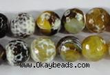 CAA381 15.5 inches 12mm faceted round fire crackle agate beads