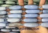 CAA3814 15.5 inches 12*40mm rice blue agate beads wholesale