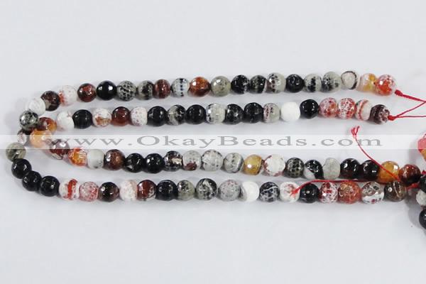 CAA383 15.5 inches 6mm faceted round fire crackle agate beads