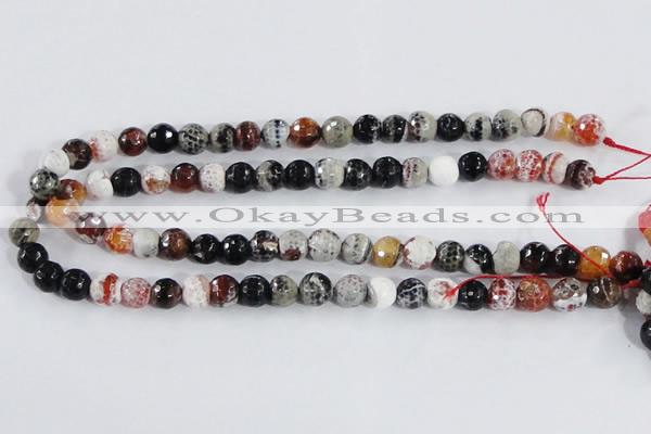 CAA386 15.5 inches 12mm faceted round fire crackle agate beads