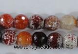 CAA387 15.5 inches 14mm faceted round fire crackle agate beads