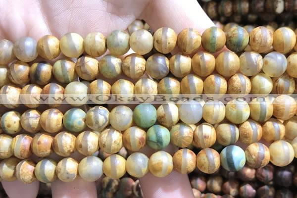 CAA3874 15 inches 8mm round tibetan agate beads wholesale