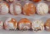 CAA391 15.5 inches 14mm faceted round fire crackle agate beads