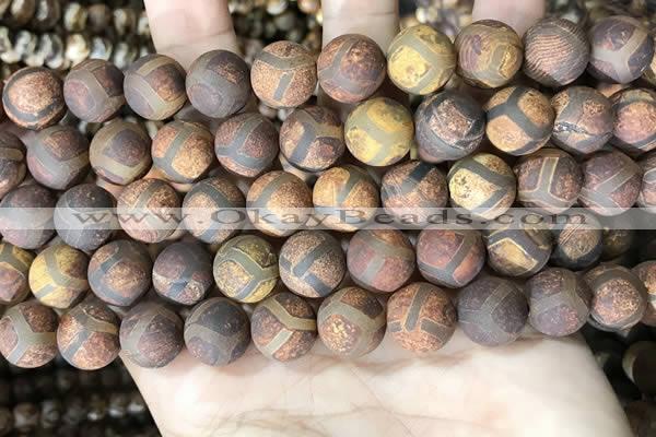 CAA3921 15 inches 12mm round tibetan agate beads wholesale