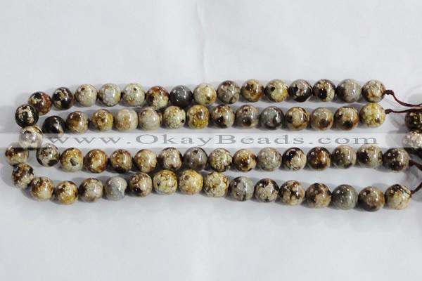 CAA395 15.5 inches 12mm round fire crackle agate beads wholesale