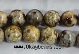 CAA396 15.5 inches 14mm round fire crackle agate beads wholesale