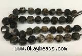 CAA4057 15*16mm - 16*17mm faceted nuggets chrysanthemum agate beads