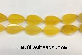 CAA4077 15.5 inches 30*50mm flat teardrop yellow agate gemstone beads