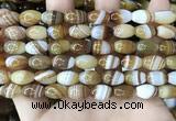 CAA4158 15.5 inches 8*12mm rice line agate beads wholesale