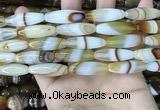 CAA4166 15.5 inches 10*30mm rice line agate beads wholesale