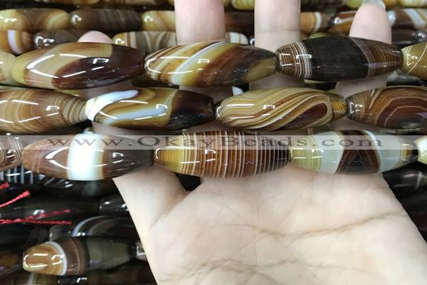 CAA4168 15.5 inches 12*40mm rice line agate beads wholesale