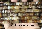 CAA4195 15.5 inches 8*15mm carved drum line agate gemstone beads