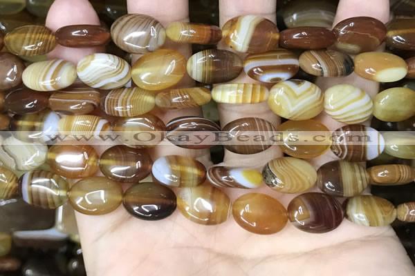 CAA4211 15.5 inches 10*14mm oval line agate beads wholesale