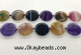 CAA4300 15.5 inches 30mm flat round line agate beads wholesale