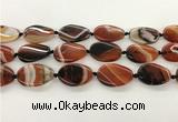 CAA4301 15.5 inches 25*30mm twisted oval line agate beads