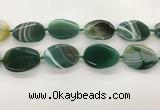 CAA4307 15.5 inches 30*40mm twisted oval line agate beads