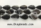 CAA4318 15.5 inches 25*35mm twisted flat teardrop line agate beads