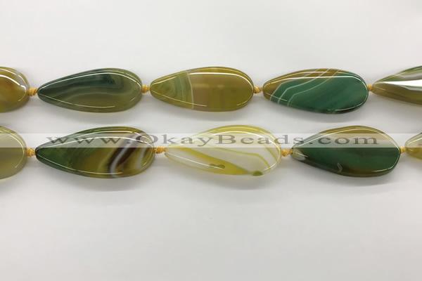 CAA4326 15.5 inches 25*50mm flat teardrop line agate beads