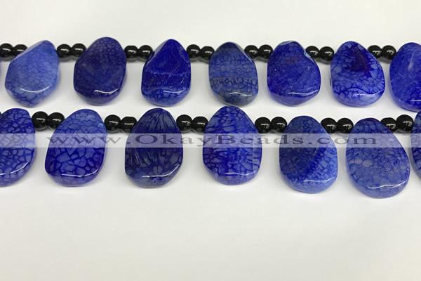 CAA4365 Top drilled 20*30mm freeform dragon veins agate beads