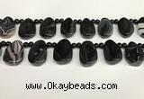 CAA4369 Top drilled 20*30mm freeform black banded agate beads