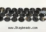 CAA4396 15.5 inches 20mm flat round black banded agate beads