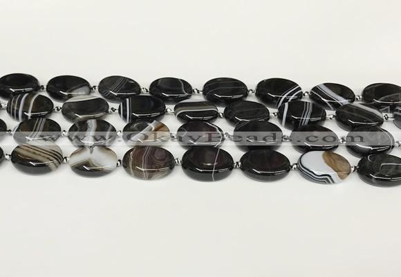 CAA4397 15.5 inches 15*20mm oval black banded agate beads