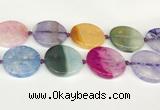 CAA4435 15.5 inches 35mm flat round agate druzy geode beads