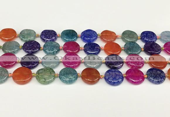 CAA4490 15.5 inches 16mm flat round dragon veins agate beads