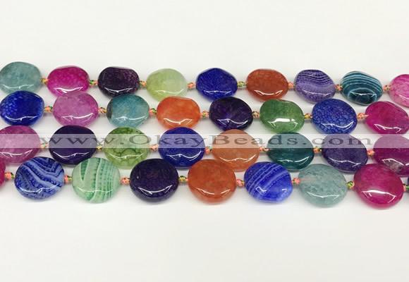 CAA4491 15.5 inches 18mm flat round dragon veins agate beads