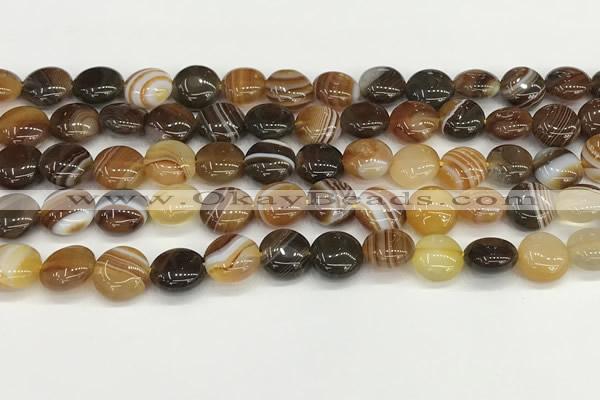 CAA4580 15.5 inches 10mm flat round banded agate beads wholesale