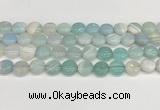 CAA4592 15.5 inches 12mm flat round banded agate beads wholesale