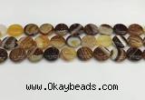 CAA4596 15.5 inches 14mm flat round banded agate beads wholesale