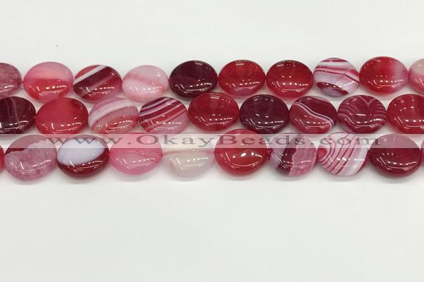 CAA4607 15.5 inches 16mm flat round banded agate beads wholesale