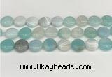 CAA4608 15.5 inches 16mm flat round banded agate beads wholesale