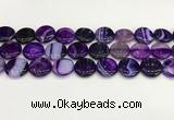 CAA4613 15.5 inches 18mm flat round banded agate beads wholesale