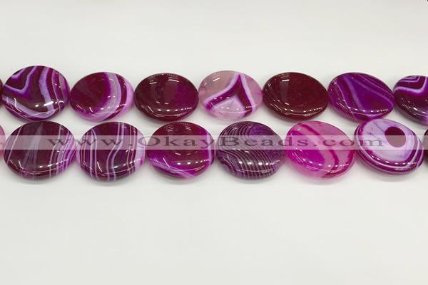 CAA4630 15.5 inches 25mm flat round banded agate beads wholesale