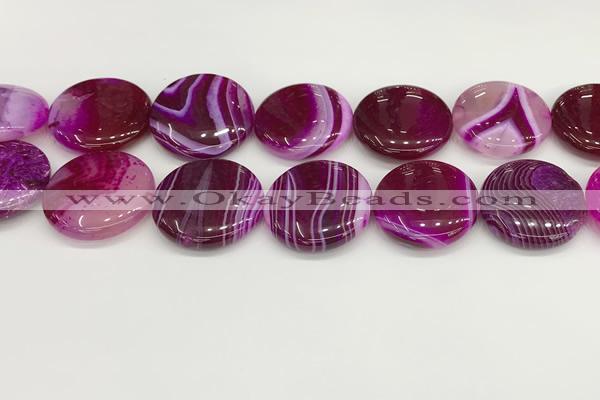 CAA4638 15.5 inches 30mm flat round banded agate beads wholesale