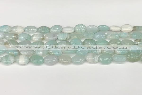 CAA4649 15.5 inches 10*14mm oval banded agate beads wholesale